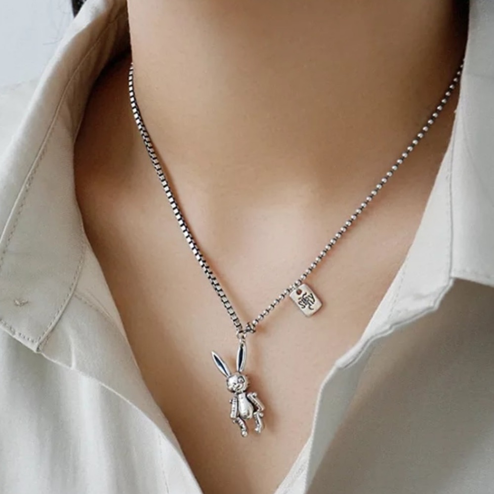 NEW RABBIT 925 STERLING SILVER NECKLACE,NICE NECKLACE, CUTE NECKLACE - Picture 1 of 5